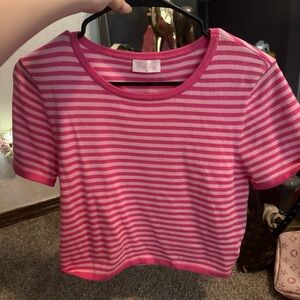 Pink Lily Kids Pink and White Striped Tee